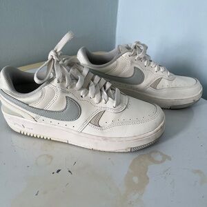 Nike White and Light Gray Low-Top Sneakers